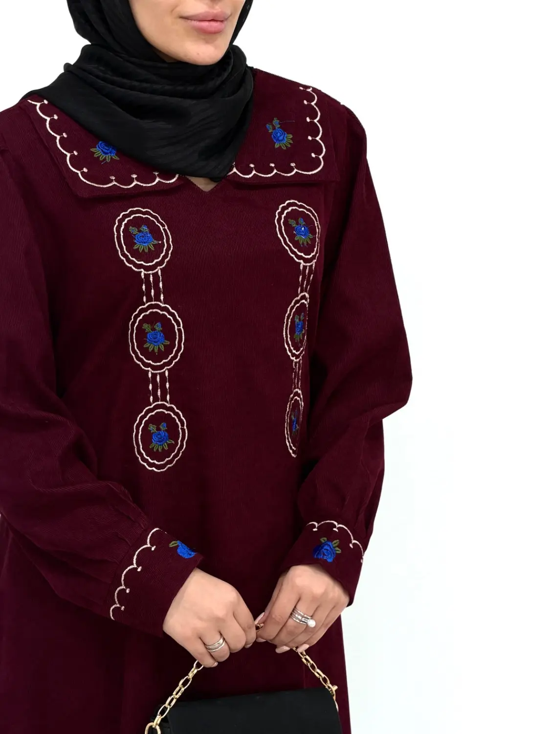 پیراهن مانتویی سوپر کلوش گلدوزی مهرآگین